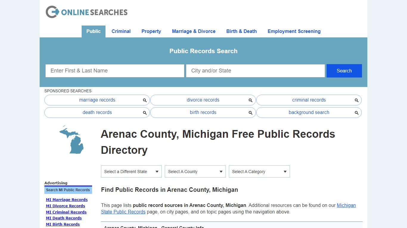 Arenac County, Michigan Public Records Directory