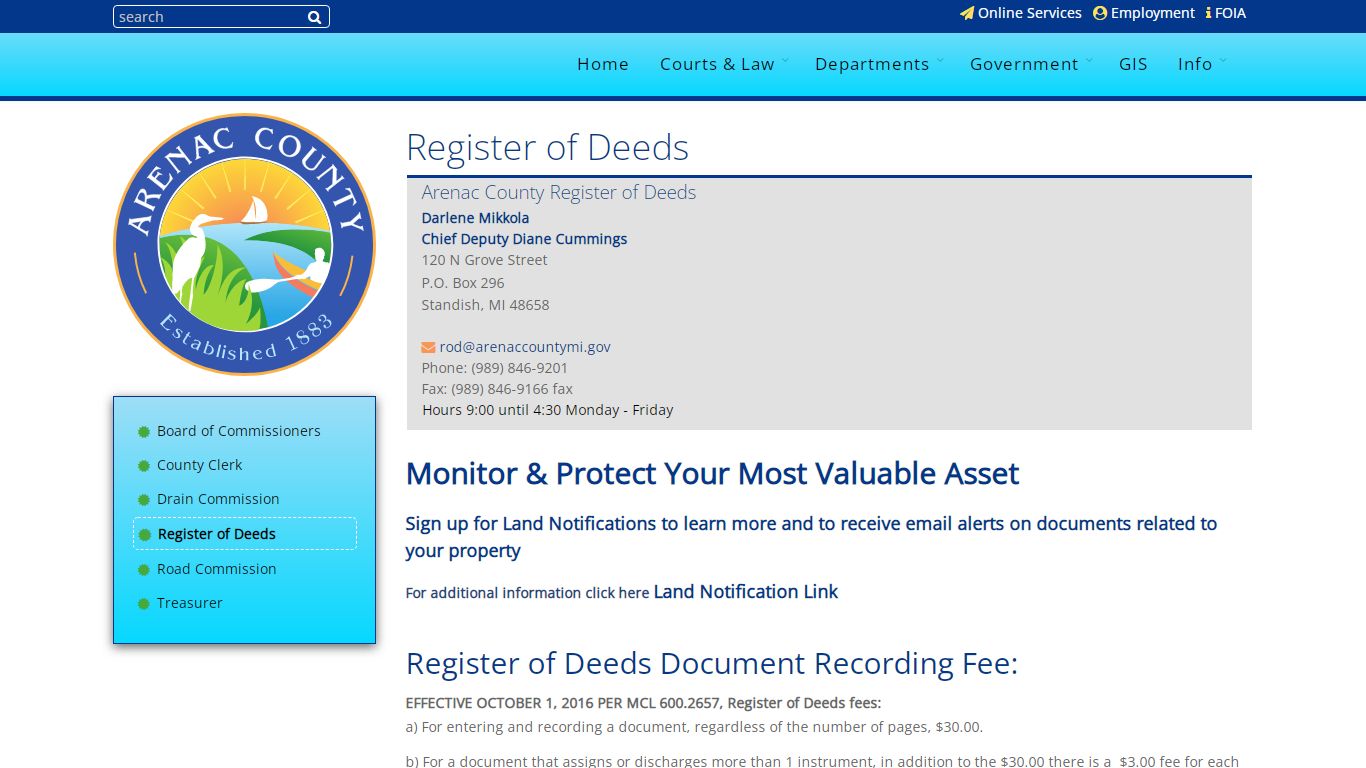 Register of Deeds - Arenac County, Michigan